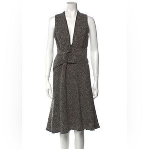 Marisa Minicucci Belted Virgin Wool A-Line Dress - Beautiful wide belt included